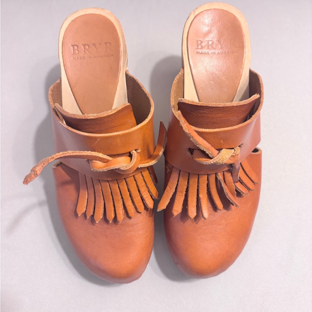 Bryr Fringe Clogs in Whiskey - Picture 2 of 7